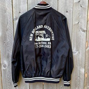 Vintage Auburn Sportswear Baseball Jacket Black "New Holland Automotive" Size L
